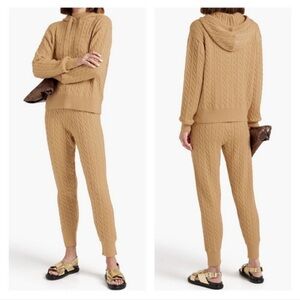Derek Lam 10 Crosby Tan Cable Knit Hoodie and Joggers Set